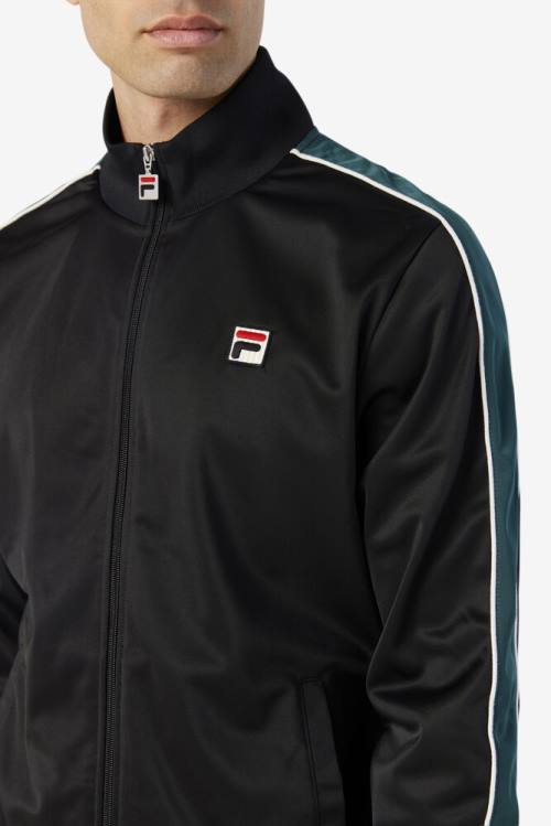 Chaquetas Fila Wicks Pista Hombre Negras Blancas | Fila259DJ