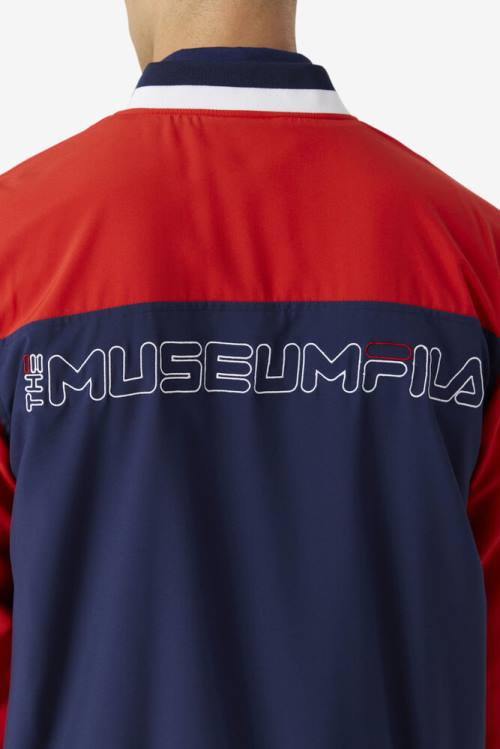 Chaquetas Fila X The Museum Pista Hombre Azul Marino Rojas Blancas | Fila217AQ