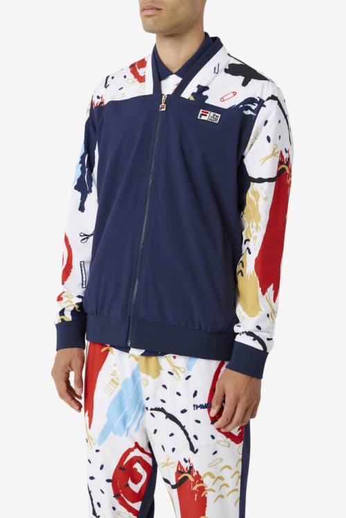 Chaquetas Fila X The Museum Printed Pista Hombre Azul Marino Blancas Rojas | Fila251XH