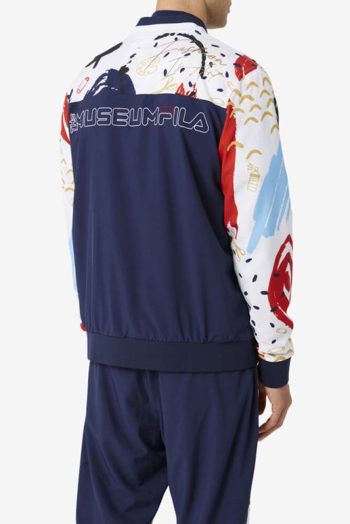 Chaquetas Fila X The Museum Printed Pista Hombre Azul Marino Blancas Rojas | Fila251XH