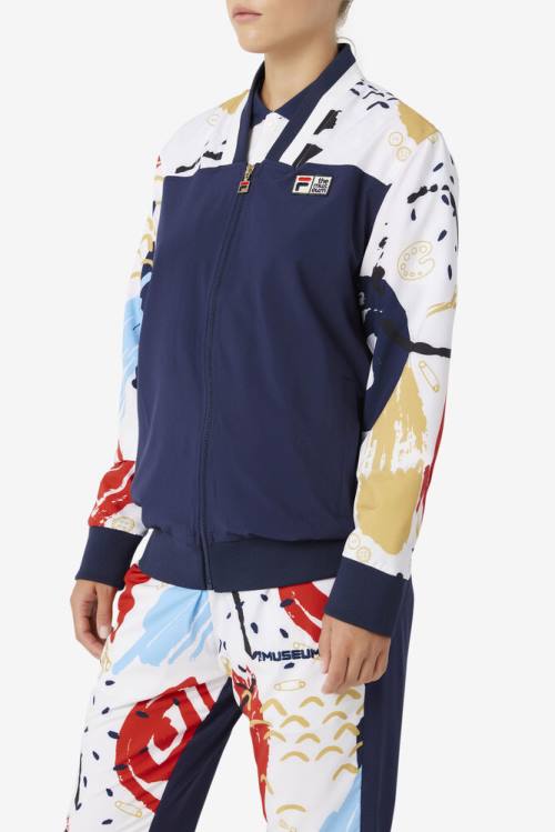 Chaquetas Fila X The Museum Printed Pista Hombre Azul Marino Blancas Rojas | Fila251XH