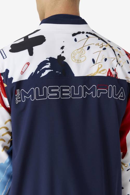 Chaquetas Fila X The Museum Printed Pista Hombre Azul Marino Blancas Rojas | Fila251XH