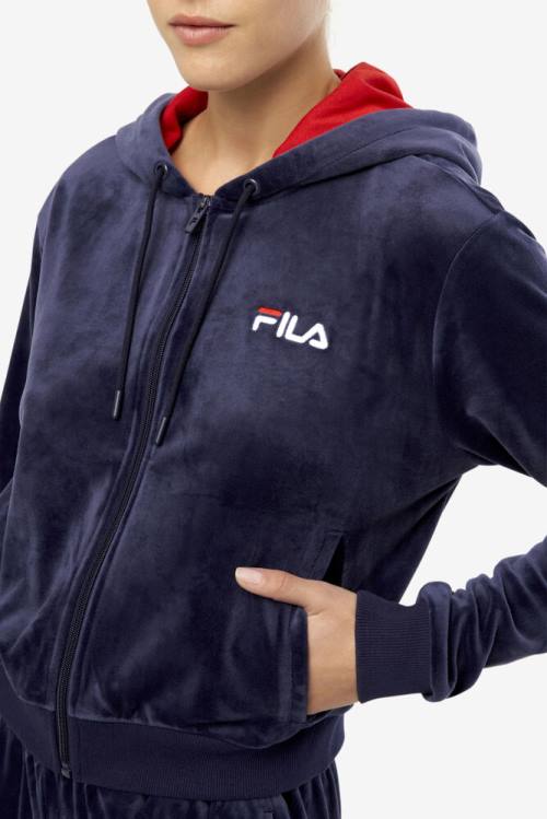 Chaquetas Fila Zura Velour Mujer Azul Marino | Fila860KJ