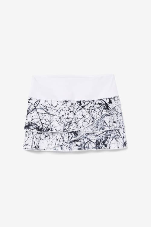 Falda Fila Pickleball Tiered Printed Skort Mujer Blancas | Fila214UM