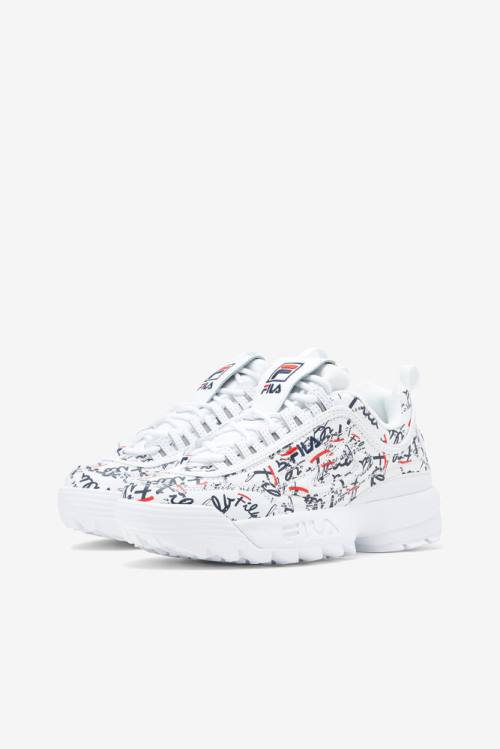 Graffiti Zapatillas Fila Disruptor 2 Mujer Blancas Azul Marino Rojas | Fila346XJ