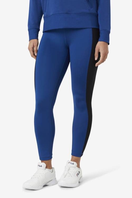 Leggins Fila Forza Texture High Cintura Mujer Azul Marino Negras | Fila028KT