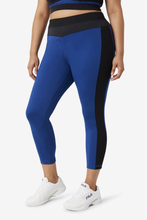 Leggins Fila Forza Texture High Cintura Mujer Azul Marino Negras | Fila028WR