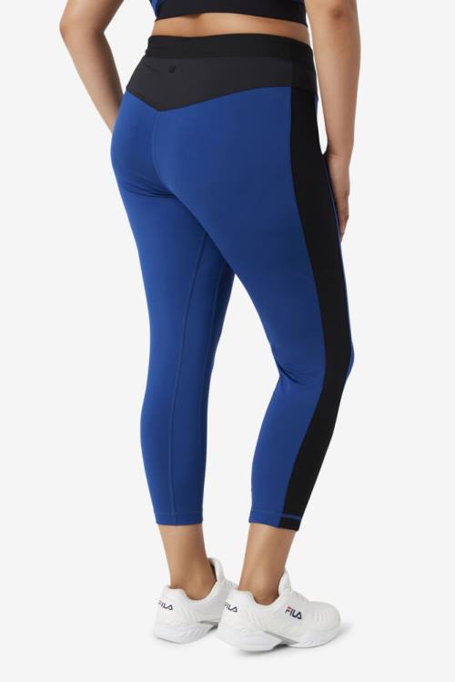 Leggins Fila Forza Texture High Cintura Mujer Azul Marino Negras | Fila028WR