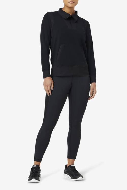 Leggins Fila Forza Texture High Cintura Mujer Negras | Fila501NJ