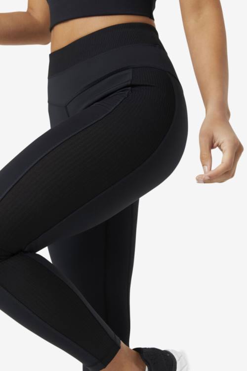 Leggins Fila Forza Texture High Cintura Mujer Negras | Fila501NJ