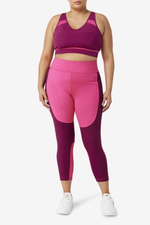 Leggins Fila Forza Textured Long Mujer Rosas Claro Moradas | Fila634YV