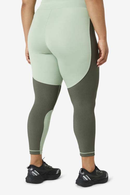 Leggins Fila Forza Textured Long Mujer Verde Marrones | Fila987HI