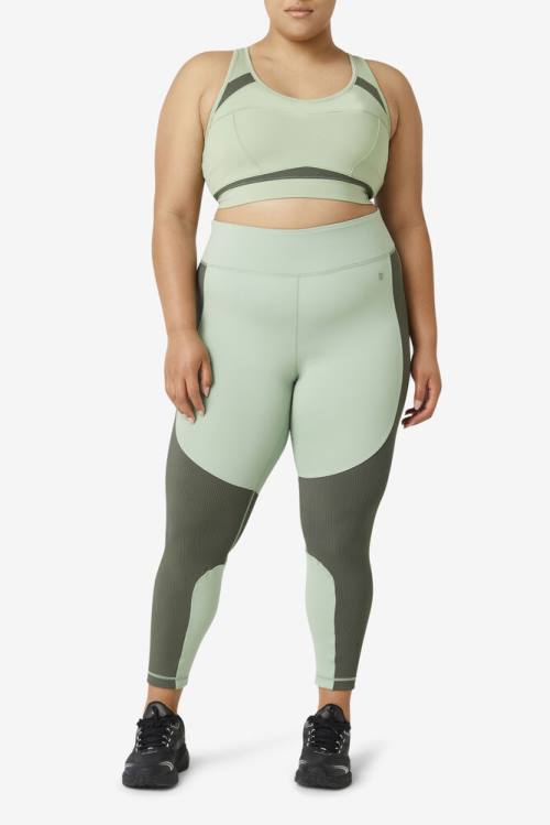 Leggins Fila Forza Textured Long Mujer Verde Marrones | Fila987HI