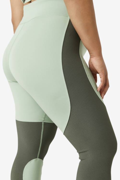 Leggins Fila Forza Textured Long Mujer Verde Marrones | Fila987HI