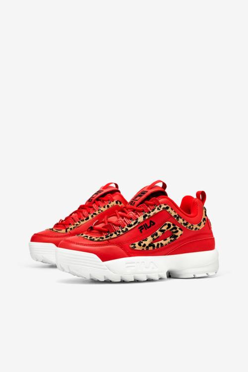 Leopard Zapatillas Fila Disruptor 2 Mujer Rojas Negras Blancas | Fila016VT