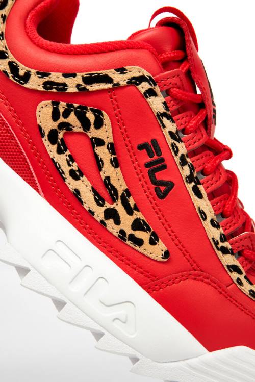 Leopard Zapatillas Fila Disruptor 2 Mujer Rojas Negras Blancas | Fila016VT