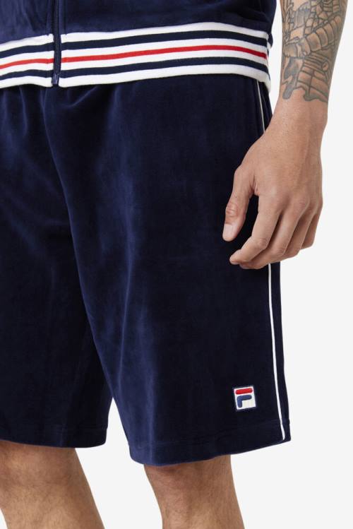 Pantalones Cortos Fila Estudio Velour Hombre Azul Marino Blancas | Fila416JY