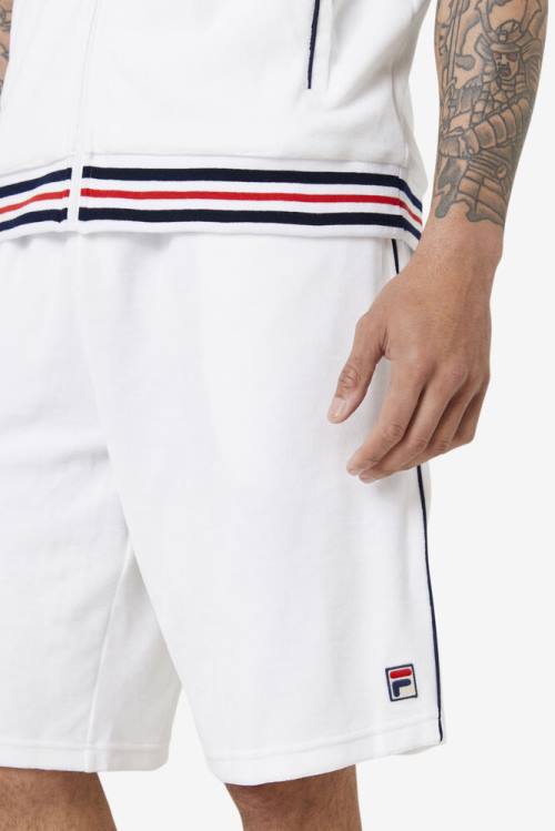 Pantalones Cortos Fila Estudio Velour Hombre Blancas Azul Marino | Fila527PT