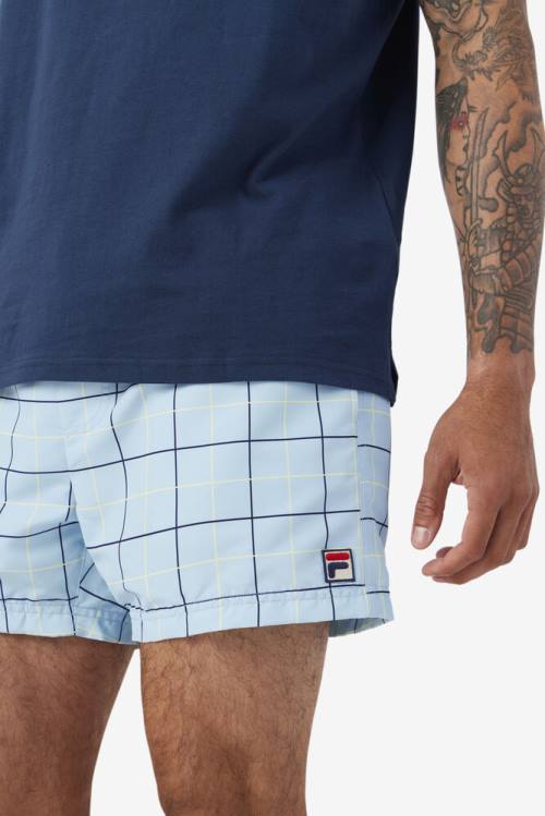 Pantalones Cortos Fila Linecall Swim Hombre Azules Azul Marino Amarillo | Fila736PN