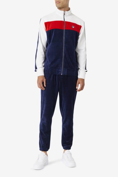 Pantalones Fila Brice Velour Hombre Azul Marino Blancas Rojas | Fila135LZ