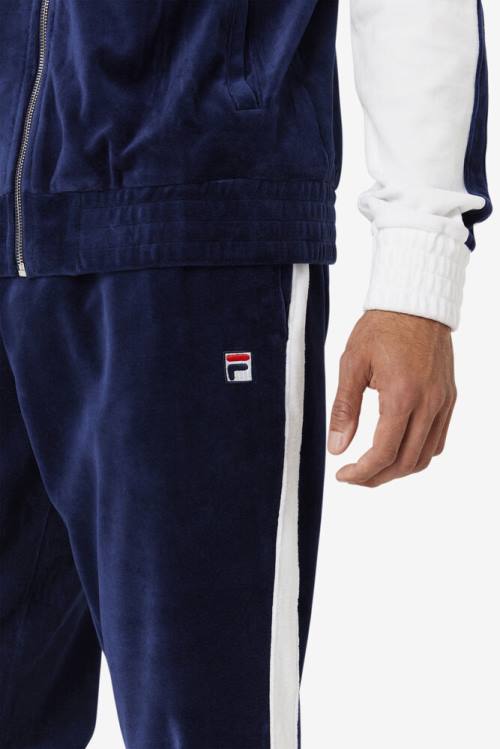 Pantalones Fila Brice Velour Hombre Azul Marino Blancas Rojas | Fila135LZ