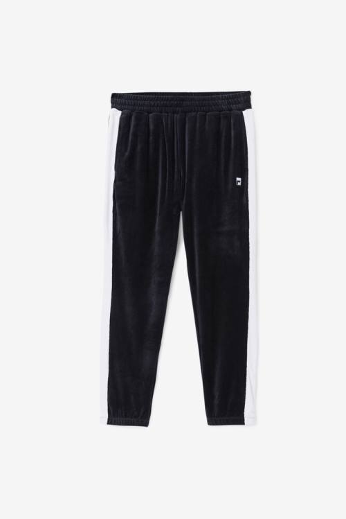 Pantalones Fila Brice Velour Hombre Negras Blancas | Fila823BP