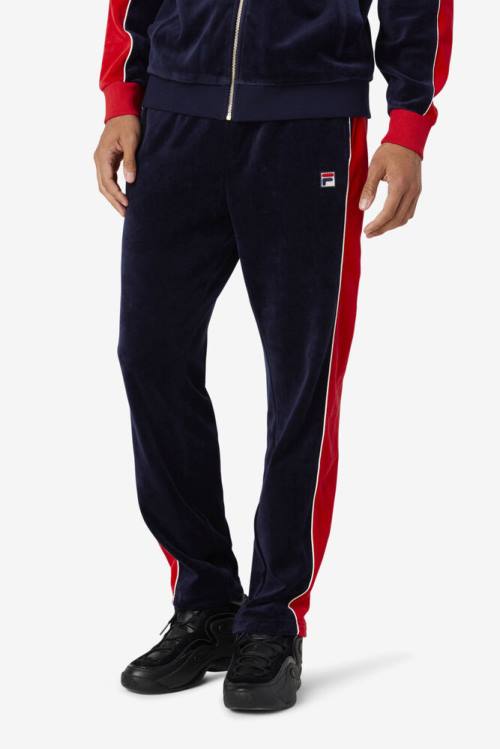 Pantalones Fila Cima Velour Hombre Azul Marino Rojas | Fila971VM