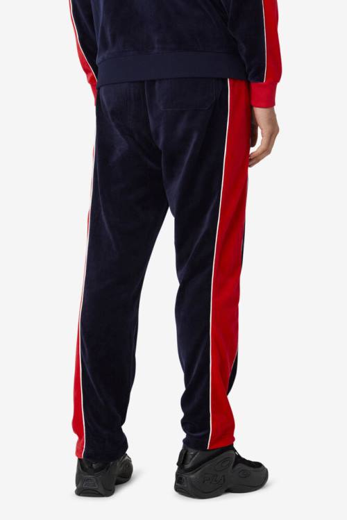 Pantalones Fila Cima Velour Hombre Azul Marino Rojas | Fila971VM