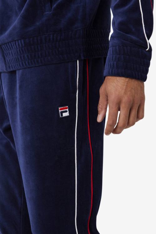 Pantalones Fila Deverall Velour Hombre Azul Marino Blancas Rojas | Fila740IM