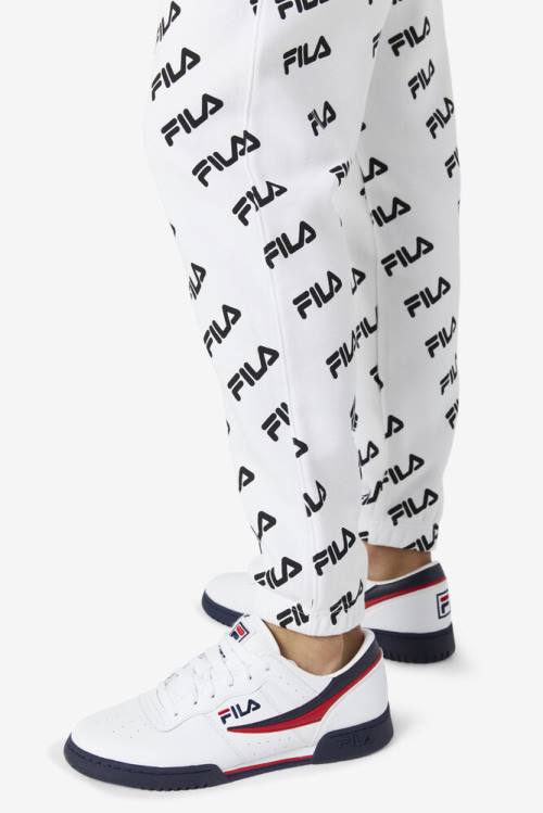 Pantalones Fila Diagonal Logo Jogger Hombre Blancas Negras | Fila075TF