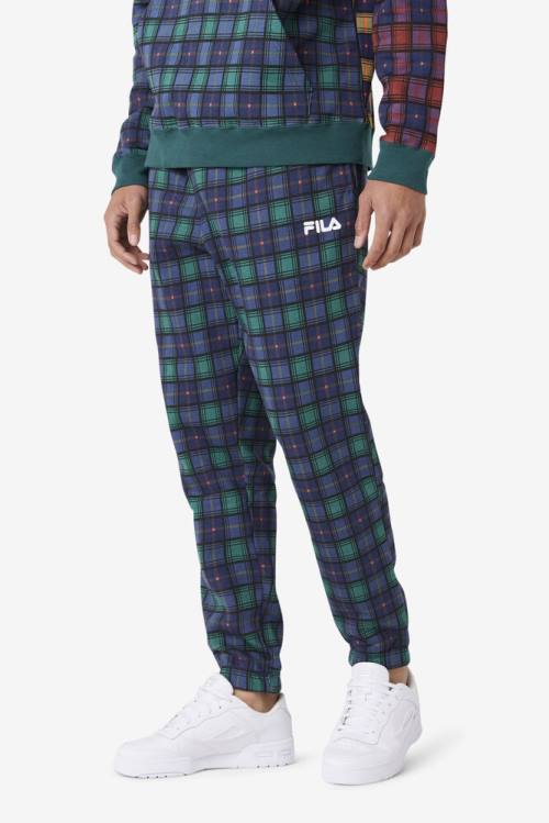 Pantalones Fila Dorm Plaid Jogger Hombre Azul Marino | Fila490ZO