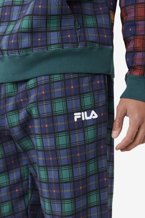 Pantalones Fila Dorm Plaid Jogger Hombre Azul Marino | Fila490ZO