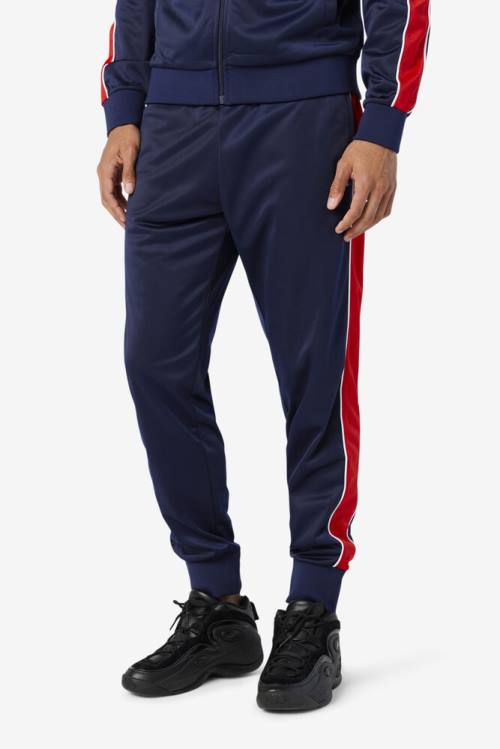 Pantalones Fila Elijah Pista Hombre Azul Marino Rojas Blancas | Fila879SC