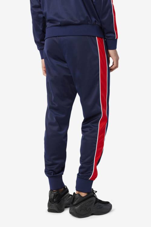 Pantalones Fila Elijah Pista Hombre Azul Marino Rojas Blancas | Fila879SC