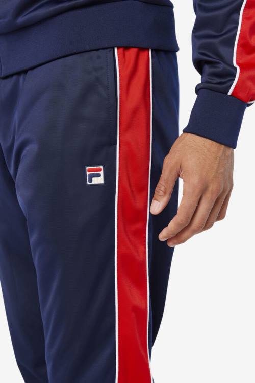 Pantalones Fila Elijah Pista Hombre Azul Marino Rojas Blancas | Fila879SC