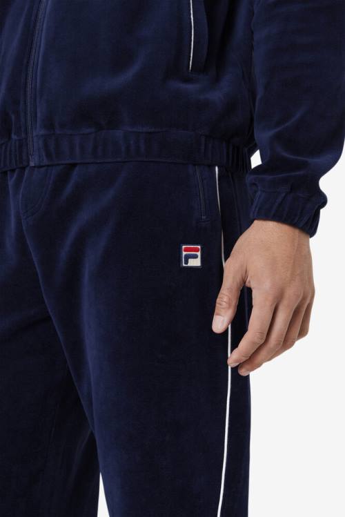 Pantalones Fila Lewis Velour Hombre Azul Marino Blancas | Fila037ZN