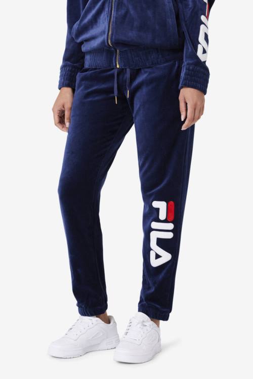 Pantalones Fila Mansur Velour Hombre Azul Marino Blancas Rojas | Fila059BT