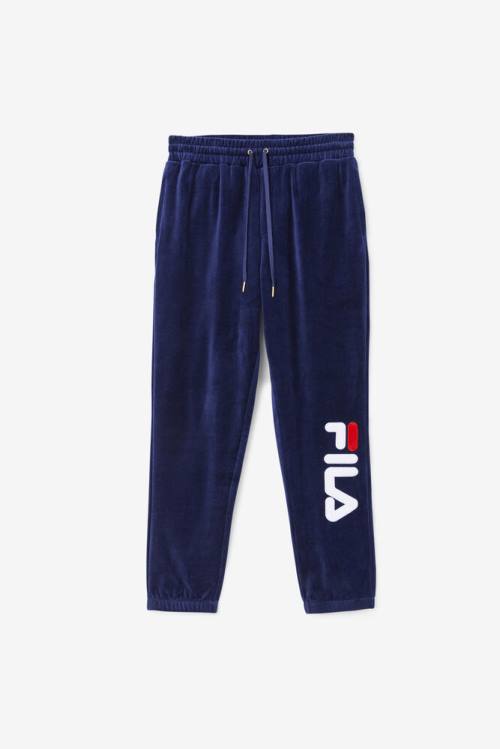 Pantalones Fila Mansur Velour Hombre Azul Marino Blancas Rojas | Fila059BT