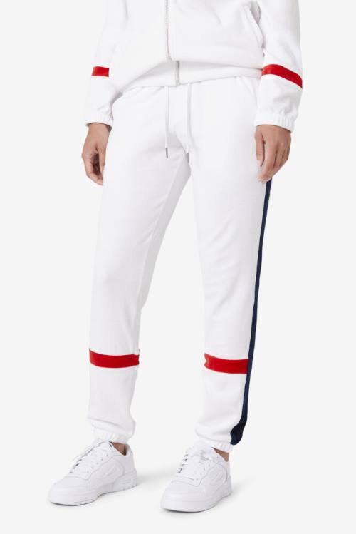 Pantalones Fila Ravid Velour Hombre Blancas Azul Marino Rojas | Fila814SJ