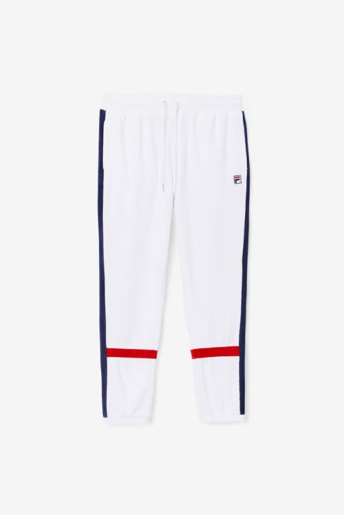 Pantalones Fila Ravid Velour Hombre Blancas Azul Marino Rojas | Fila814SJ