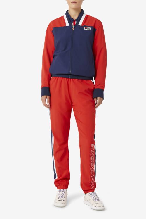 Pantalones Fila X The Museum Pista Hombre Rojas Azul Marino Blancas | Fila372DI