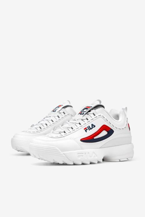 Premium Repeat Zapatillas Fila Disruptor 2 Hombre Blancas Azul Marino Rojas | Fila491SH