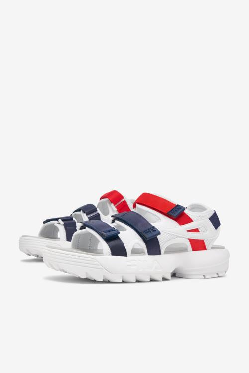 Sandalias Fila Disruptor Hombre Blancas Azul Marino Rojas | Fila912SU