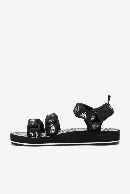 Sandalias Fila Drifter Dns 90s Hombre Negras Blancas Rojas | Fila472NR