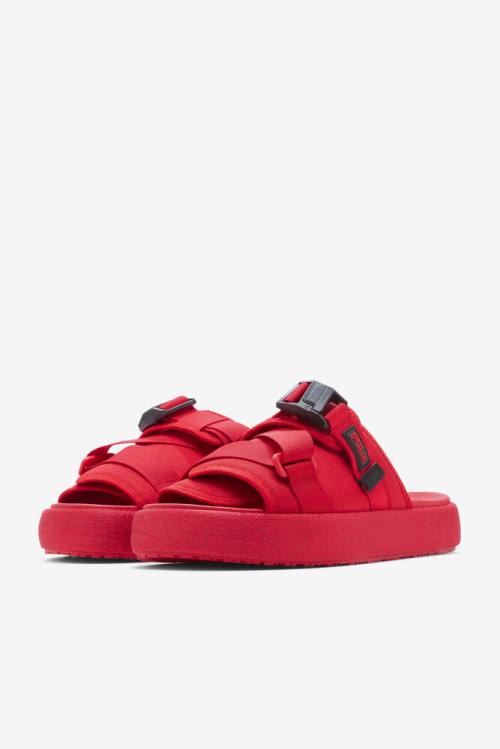 Sandalias de Diapositivas Fila Atlas Hombre Rojas Negras | Fila412MZ