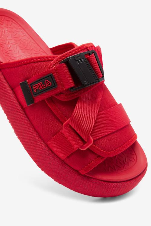 Sandalias de Diapositivas Fila Atlas Hombre Rojas Negras | Fila412MZ