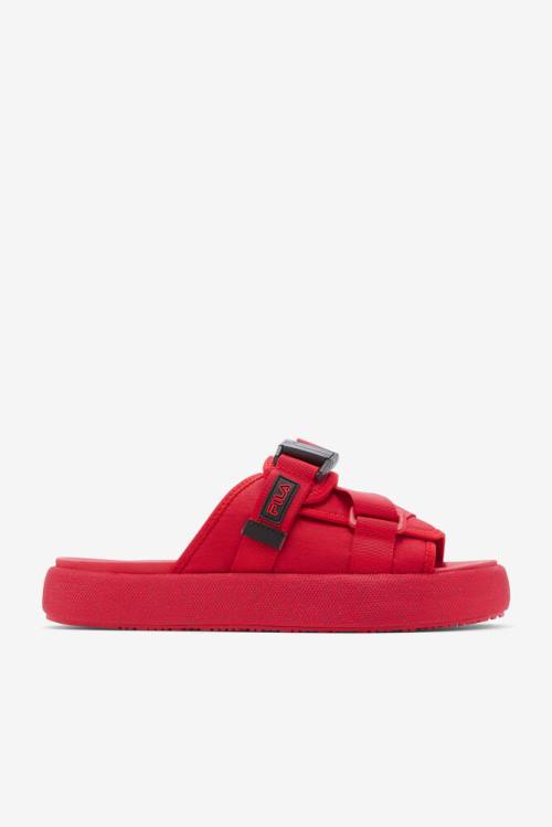 Sandalias de Diapositivas Fila Atlas Hombre Rojas Negras | Fila412MZ