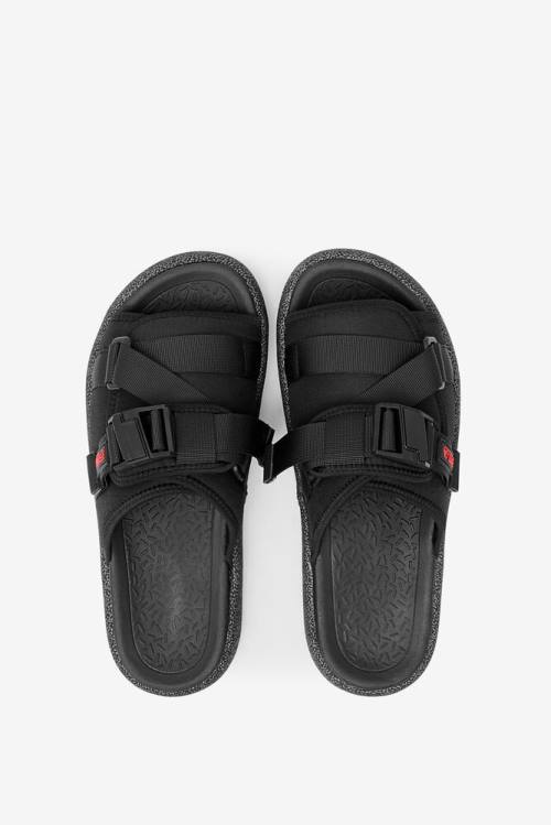 Sandalias de Diapositivas Fila Atlas Hombre Negras Rojas | Fila428MQ