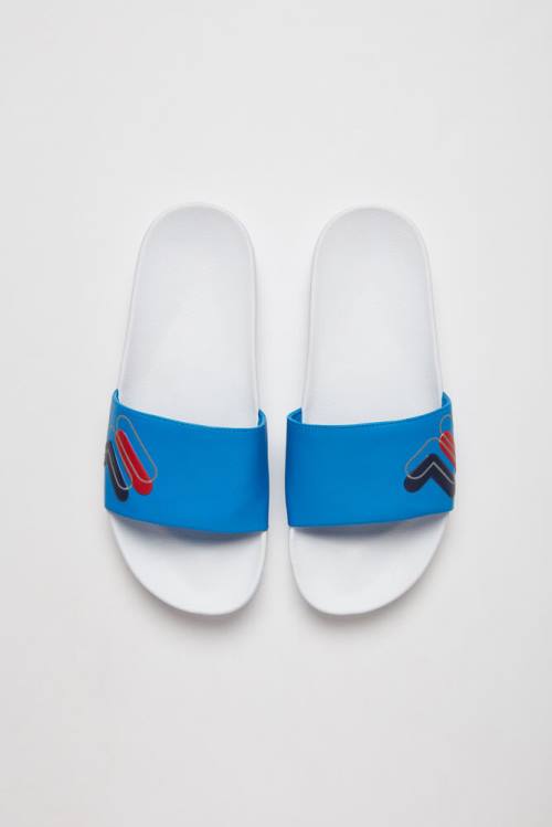 Sandalias de Diapositivas Fila Drifter Double F Hombre Azul Marino Azules Blancas | Fila603JW