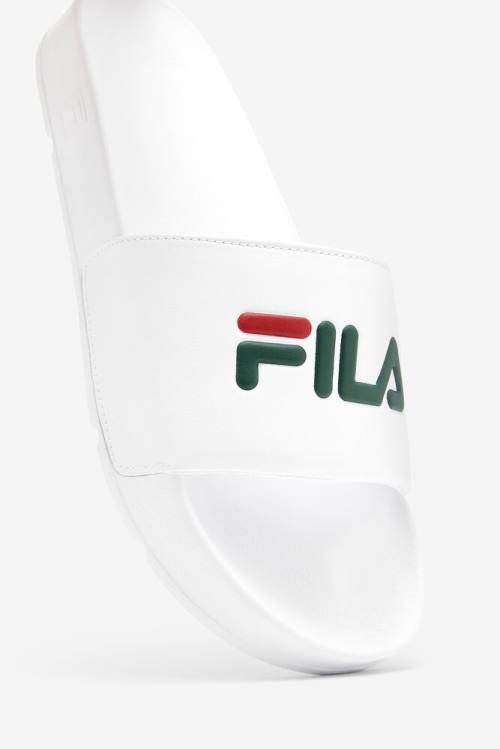 Sandalias de Diapositivas Fila Drifter Hombre Blancas Rojas | Fila379WP